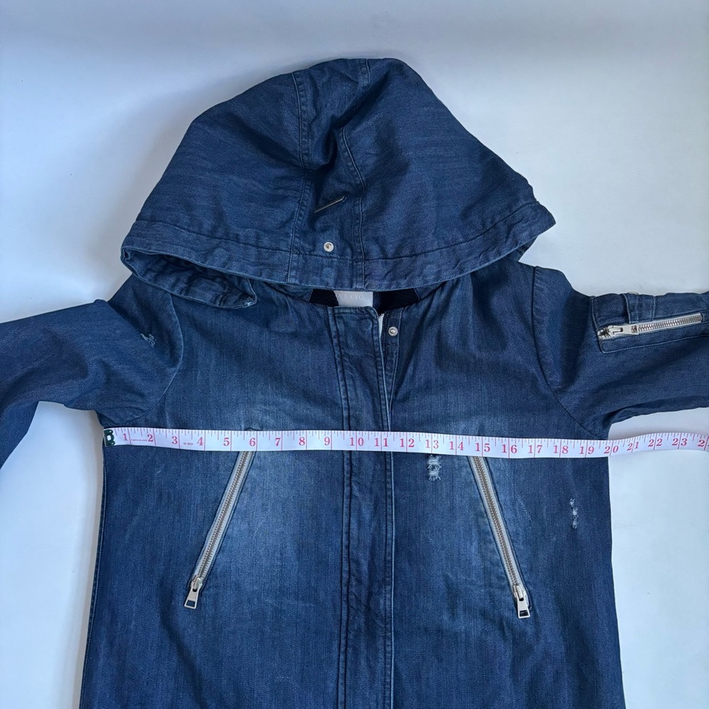 Soia & Kyo Reese Hooded Coat Jacket Blue Denim Coat Size XXS/2 Can Fits to Small - Picture 16 of 17